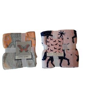 50" x 60" Fleece Throw Blankets Unicorns or Butterflies